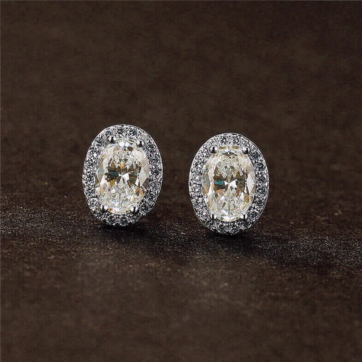 Simple Pigeon Egg Diamond Zircon Oval Copper Earrings Female Ear Jewelry