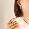 Simple Plain Circle All Match Titanium Steel Gold Plated Women's Earrings With Geometric Design And Electroplating