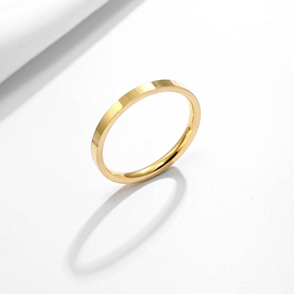 Simple Plain Couple Ring In Titanium Steel With Electroplating Treatment