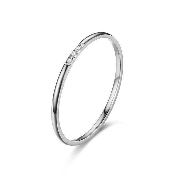Simple Plain Zircon Ring For Women In Titanium Steel With Geometric Shape And Electroplating Design