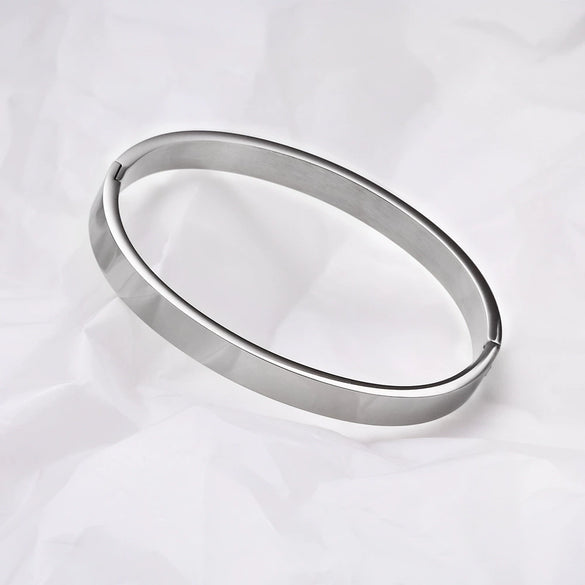 Simple Polished Stainless Steel Three Tone Bracelet Smooth Minimalist Bangle For Couples