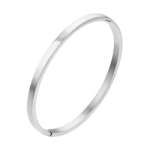 Simple Polished Stainless Steel Three Tone Bracelet Smooth Minimalist Bangle For Couples