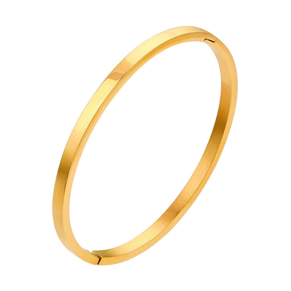 Simple Polished Stainless Steel Three Tone Bracelet Smooth Minimalist Bangle For Couples