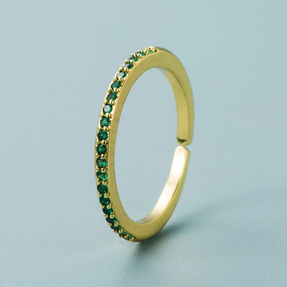 Simple Popular Color Micro-inlaid Zircon Copper Ring Wholesale Gooddiy