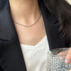 Simple Rectangular S925 Silver Women's Retro Light Luxury Collarbone Chain With Geometric Styling And Electroplating