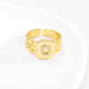Simple Retro Adjustable Open Ring Copper With Zirconia 26 English Letters Design