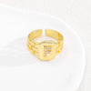 Simple Retro Adjustable Open Ring Copper With Zirconia 26 English Letters Design