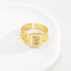 Simple Retro Adjustable Open Ring Copper With Zirconia 26 English Letters Design