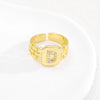 Simple Retro Adjustable Open Ring Copper With Zirconia 26 English Letters Design