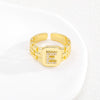 Simple Retro Adjustable Open Ring Copper With Zirconia 26 English Letters Design