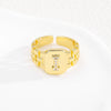Simple Retro Adjustable Open Ring Copper With Zirconia 26 English Letters Design