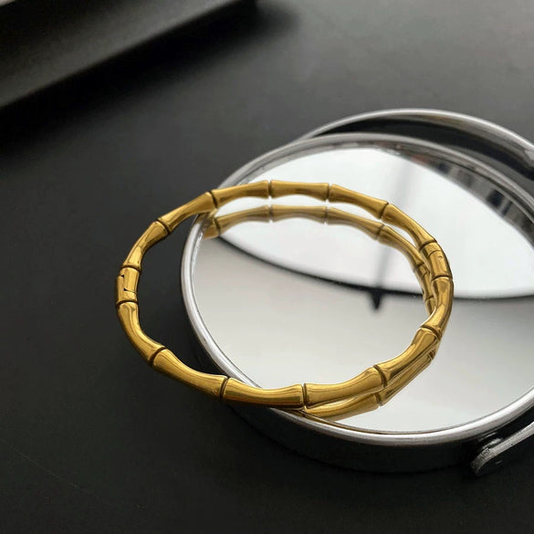 Simple Retro Bamboo Buckle Bracelet Titanium Steel Electroplated Women's