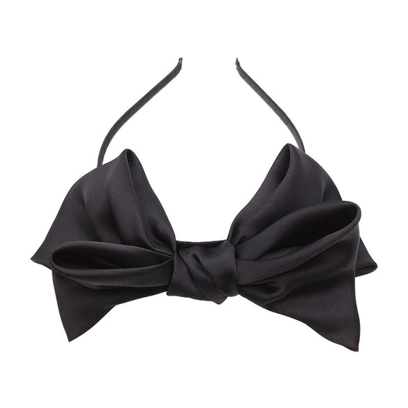 Simple Retro Black Bow Hair Hoop Sweet Cute Fine Hairband Fairy Style Hair Accessory For Women
