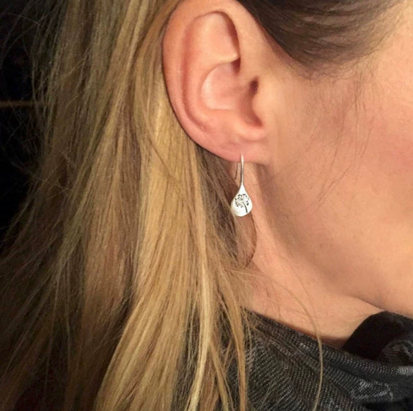 Simple Retro Brushed Dandelion Drop Shape Alloy Women's Earrings Electroplated