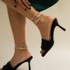 Simple Retro Copper Rhinestone Geometric Chain Anklet With Claw Set Artificial Gemstones Unisex Foot Jewelry