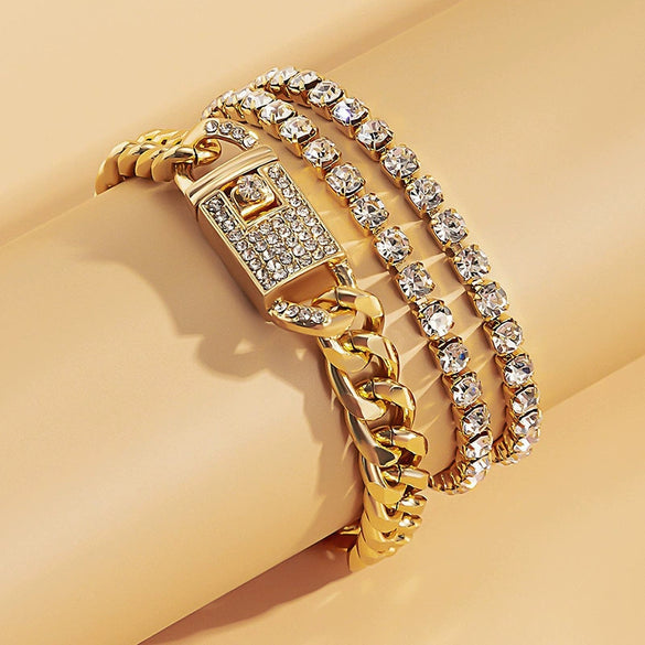 Simple Retro Copper Rhinestone Geometric Chain Anklet With Claw Set Artificial Gemstones Unisex Foot Jewelry