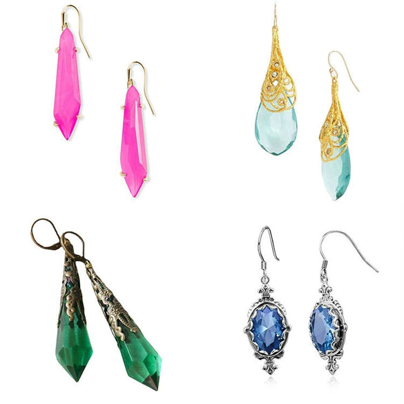 Simple Retro Drop Shaped Metal Earrings Creative Fashion Crystal Earrings For Women
