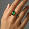Simple Retro Fashion Dark Green Stainless Steel Electroplated Open Adjustable Ring Unisex Jewelry