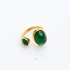Simple Retro Fashion Dark Green Stainless Steel Electroplated Open Adjustable Ring Unisex Jewelry