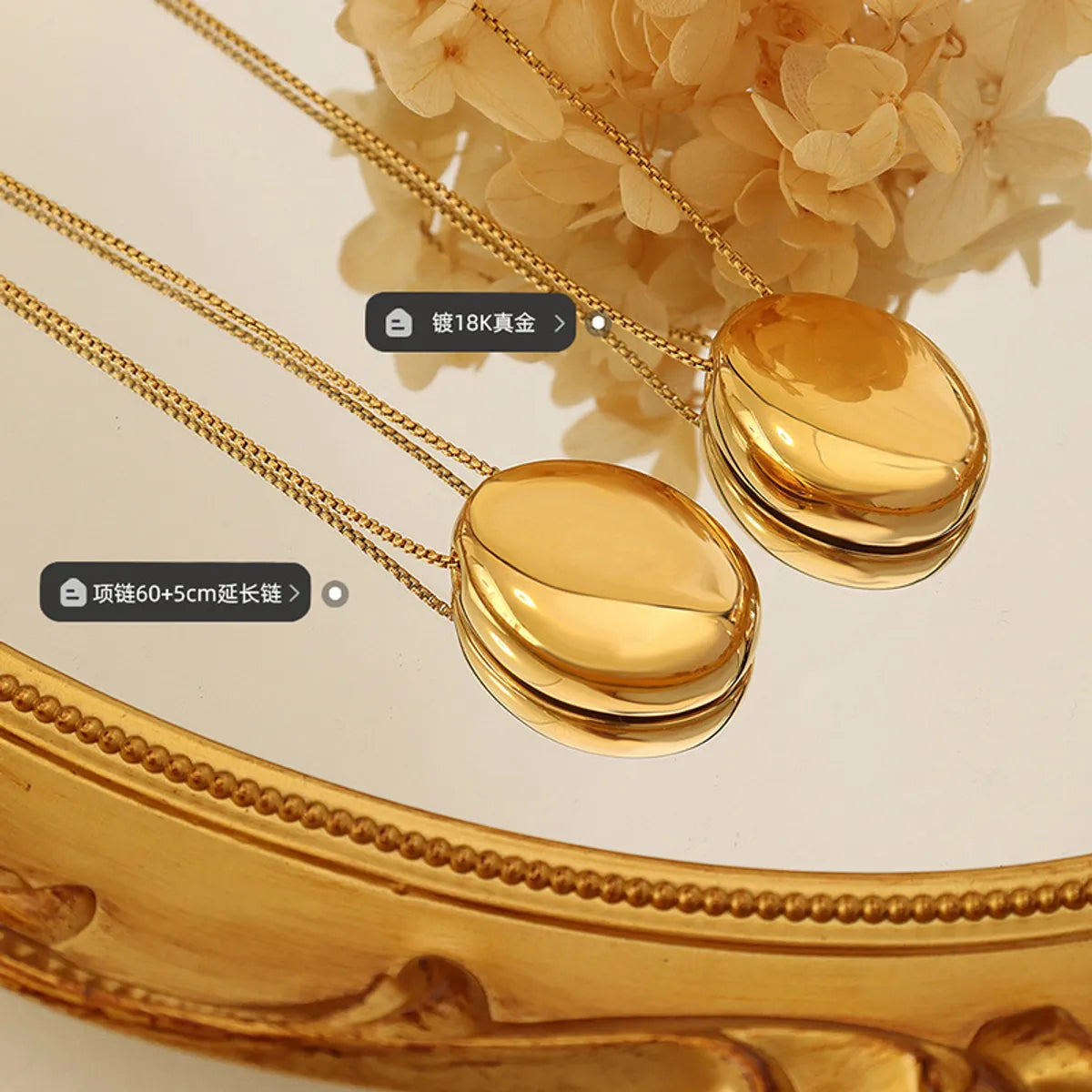 Wholesale Jewelry Fashion Geometric 304 Stainless Steel 18K Gold Plated Plating Pendant Necklace