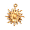Simple Retro Geometric Stainless Steel Jewelry Accessories 18K Gold Plated Hammered Sun Moon Pendant
