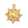 Simple Retro Geometric Stainless Steel Jewelry Accessories 18K Gold Plated Hammered Sun Moon Pendant