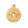 Simple Retro Geometric Stainless Steel Jewelry Accessories 18K Gold Plated Hammered Sun Moon Pendant