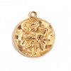 Simple Retro Geometric Stainless Steel Jewelry Accessories 18K Gold Plated Hammered Sun Moon Pendant