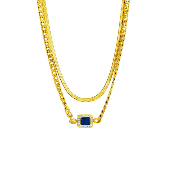 Simple Retro Punk Hiphop Heavy Metal Square Titanium Steel Chain Necklace With Geometric Pattern Electroplating For Women