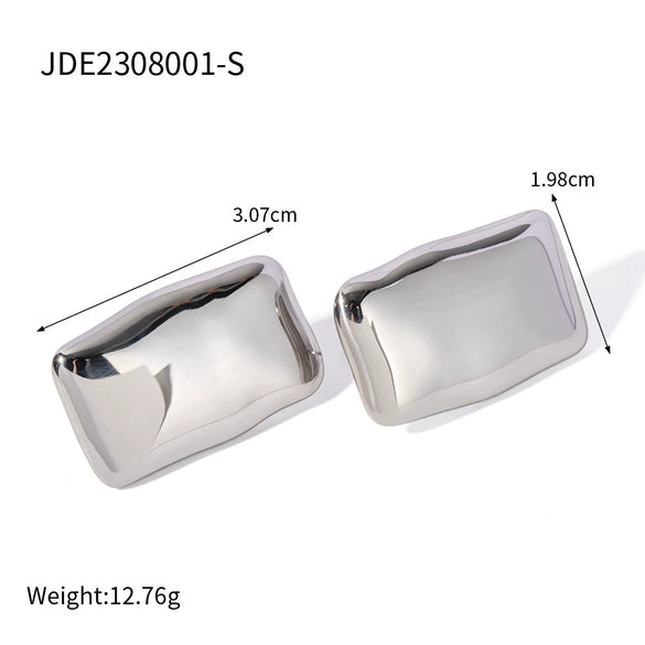 Simple Retro Rectangular Women's Earrings In Stainless Steel With Geometric Pattern And Electroplating