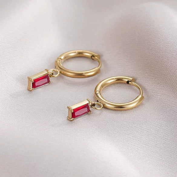 Simple Retro Small Square Geometric Titanium Steel And Stainless Steel Diamond Earring Jewelry For Women With Electroplating