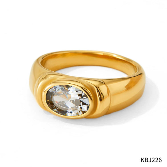 Simple Retro Style Finger Ring Stainless Steel Color Vacuum Plating Inlay Color Zircon For Women