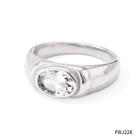 Simple Retro Style Finger Ring Stainless Steel Color Vacuum Plating Inlay Color Zircon For Women