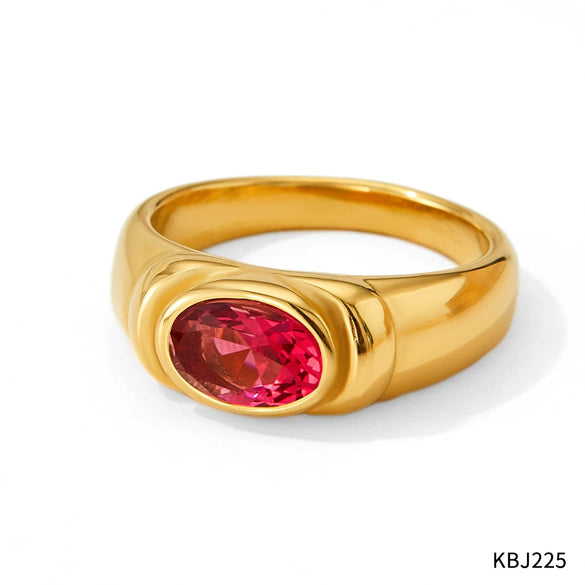 Simple Retro Style Finger Ring Stainless Steel Color Vacuum Plating Inlay Color Zircon For Women