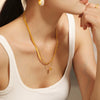 Simple Round Bead Stainless Steel Collarbone Necklace Multi Layer Stacked Geometric Design Electroplated Women's Fashion Jewelry