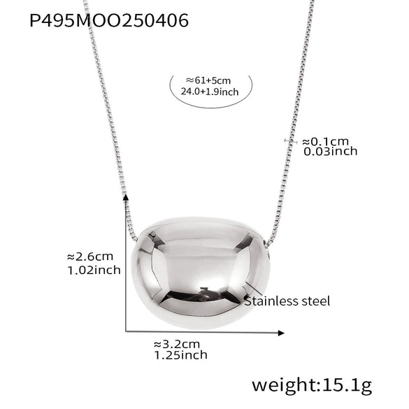 Simple Round Geometric Pendant Necklace Stainless Steel Titanium Steel Light Luxury Electroplating Women's Accessories