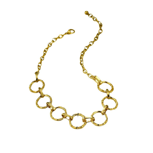 Simple Round Titanium Steel And Stainless Steel Necklace And Bracelet Set For Women With Electroplating Design