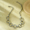 Simple Round Titanium Steel And Stainless Steel Necklace And Bracelet Set For Women With Electroplating Design