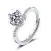Simple S925 Silver Crown V Shaped Ring For Women Geometric Electroplated Adjustable Open Ring With Single Stone Accent