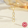 Simple S925 Silver Single Row Water Drops Geometry Inlaid Zircon Women's Collarbone Necklace