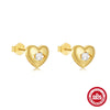 Simple S925 Silver Stud Earrings With Stars Moon Diamond Smiling Face Geometric Design Electroplated For Women