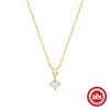 Simple S925 Sterling Silver Classic Four Claw Diamond Geometric O Shaped Chain Women's Collarbone Necklace With Electroplating