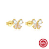 Simple S925 Sterling Silver Colorful Geometric Butterfly Earrings For Women With Electroplating