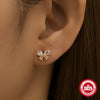 Simple S925 Sterling Silver Colorful Geometric Butterfly Earrings For Women With Electroplating