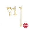 Simple S925 Sterling Silver Daily Collocation Star Water Drop Tassel Puncture Thread Ear Bone Nail With Crown Pattern And Zircon Design