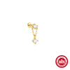 Simple S925 Sterling Silver Daily Collocation Star Water Drop Tassel Puncture Thread Ear Bone Nail With Crown Pattern And Zircon Design