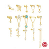 Simple S925 Sterling Silver Daily Collocation Star Water Drop Tassel Puncture Thread Ear Bone Nail With Crown Pattern And Zircon Design