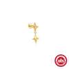 Simple S925 Sterling Silver Daily Collocation Star Water Drop Tassel Puncture Thread Ear Bone Nail With Crown Pattern And Zircon Design