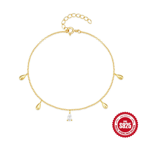 Simple S925 Sterling Silver Drop Diamond Stacked Women's Bracelet With Geometric Design And Electroplating