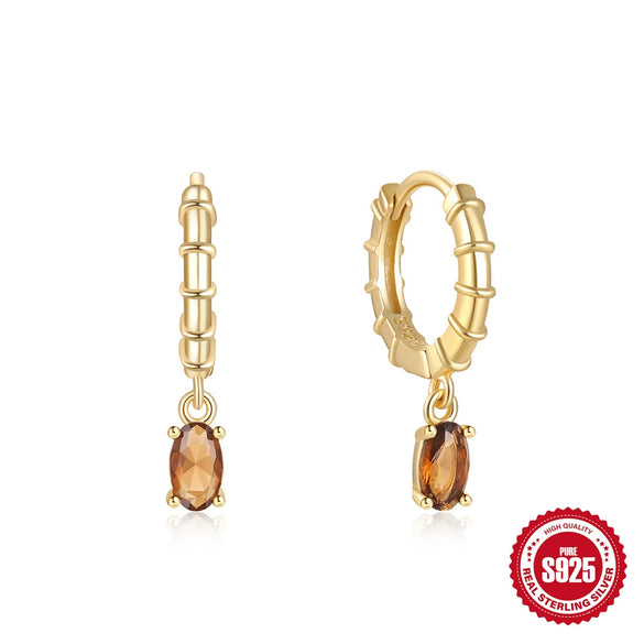 Simple S925 Sterling Silver Egg Shaped Geometric Earrings For Women